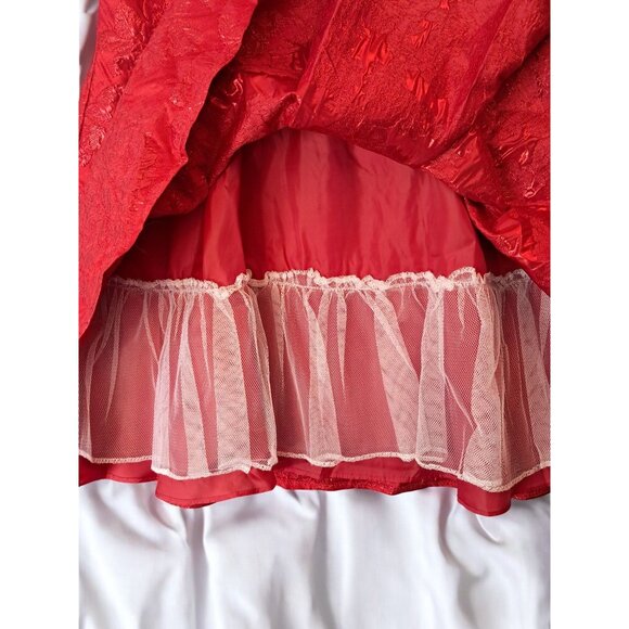 Rare Editions Big Girls Sleeveless Brocade with Jeweled Neckline Social Red Dres - Picture 13 of 13